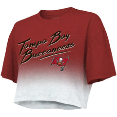 Tampa Bay Buccaneers Tom Brady  Majestic Threads Women's Drip-Dye Player Name & Number Tri-Blend Crop T-Shirt | NFL Outlet