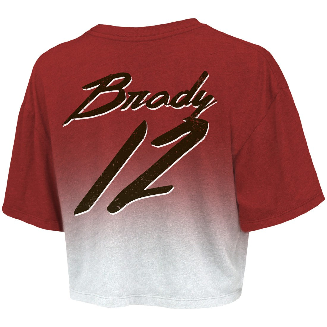 Tampa Bay Buccaneers Tom Brady  Majestic Threads Women's Drip-Dye Player Name & Number Tri-Blend Crop T-Shirt | NFL Outlet