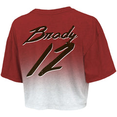 Tampa Bay Buccaneers Tom Brady  Majestic Threads Women's Drip-Dye Player Name & Number Tri-Blend Crop T-Shirt | NFL Outlet