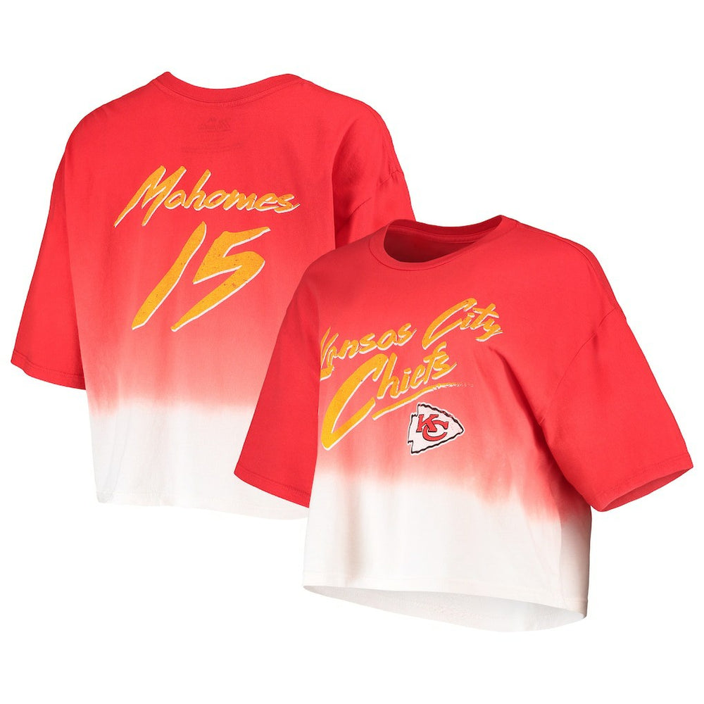 Kansas City Chiefs Patrick Mahomes  Majestic Threads Women's Dip-Dye Player Name & Number Crop Top | NFL On sale