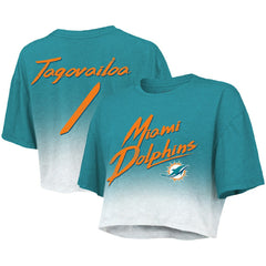 Miami Dolphins Tua Tagovailoa  Majestic Threads Women's Dip-Dye Player Name & Number Crop Top | NFL US