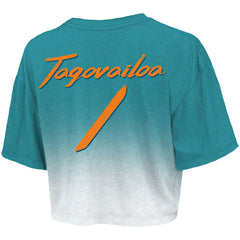 Miami Dolphins Tua Tagovailoa  Majestic Threads Women's Dip-Dye Player Name & Number Crop Top | NFL US