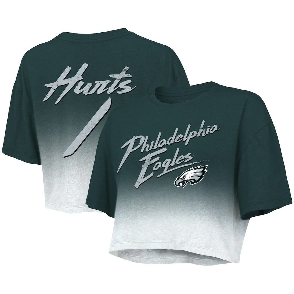 Philadelphia Eagles Jalen Hurts  Majestic Threads Women's Dip-Dye Player Name & Number Crop Top | NFL Online