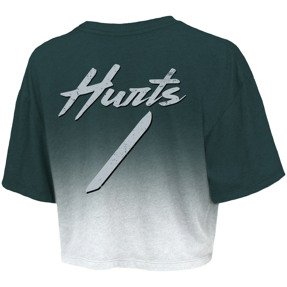 Philadelphia Eagles Jalen Hurts  Majestic Threads Women's Dip-Dye Player Name & Number Crop Top | NFL Online