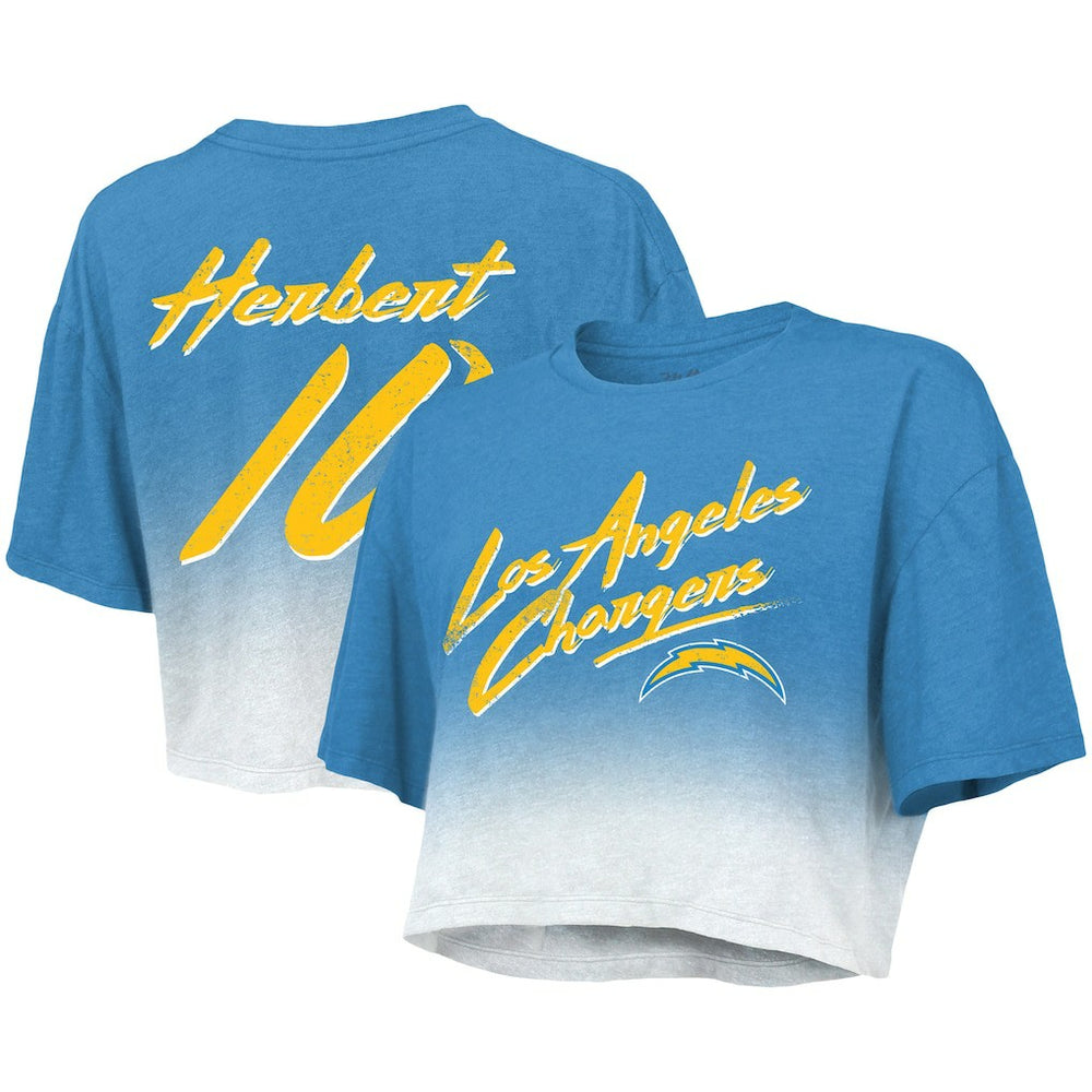 Los Angeles Chargers Justin Herbert  Majestic Threads Women's Dip-Dye Player Name & Number Crop Top | NFL Near me