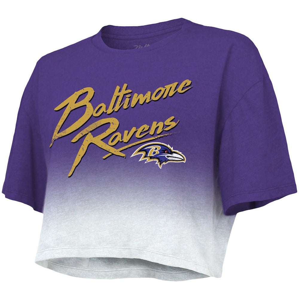 Baltimore Ravens Lamar Jackson  Majestic Threads Women's Dip-Dye Player Name & Number Crop Top | NFL On sale