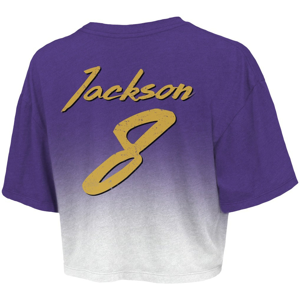Baltimore Ravens Lamar Jackson  Majestic Threads Women's Dip-Dye Player Name & Number Crop Top | NFL On sale