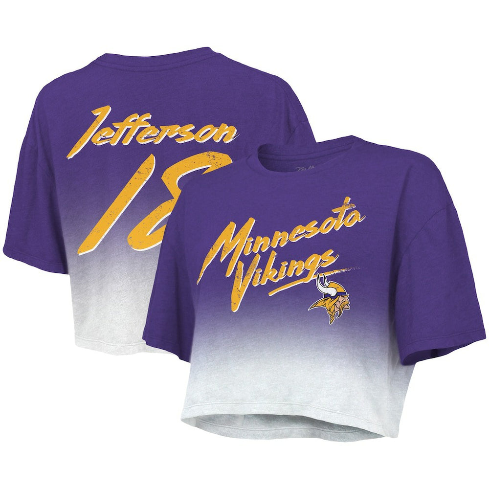 Minnesota Vikings Justin Jefferson  Majestic Threads Women's Dip-Dye Player Name & Number Crop Top | NFL Near me