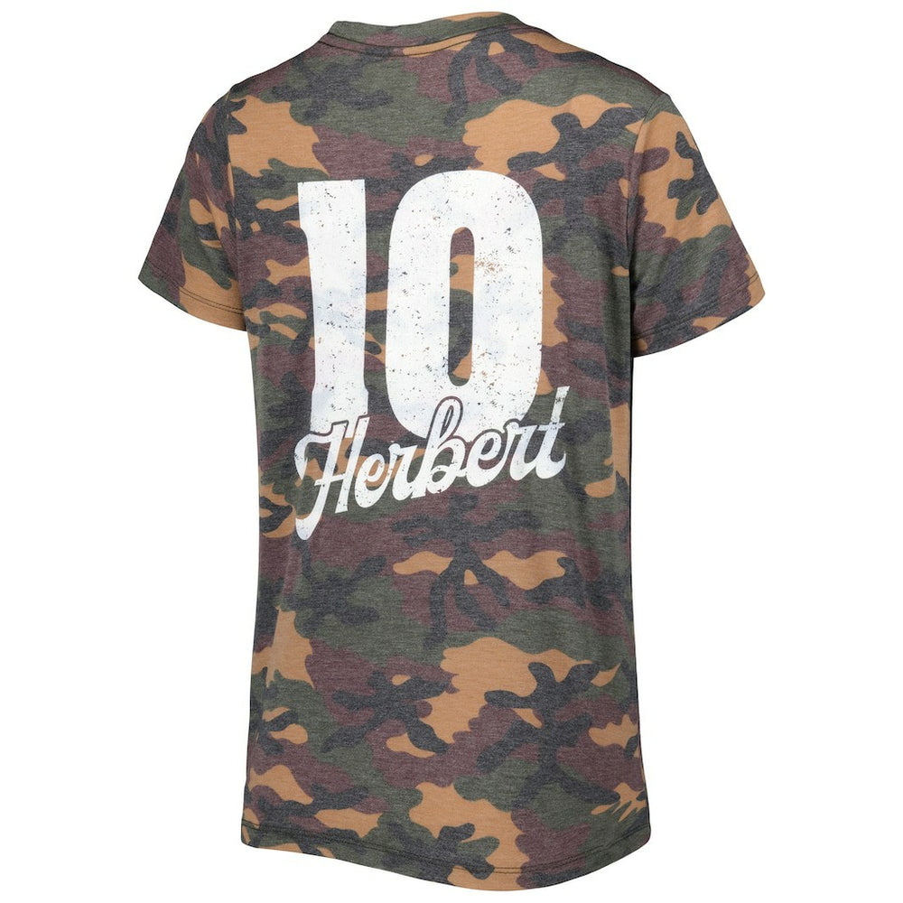 Los Angeles Chargers Justin Herbert  Majestic Threads Women's Name & Number V-Neck Tri-Blend T-Shirt | NFL New