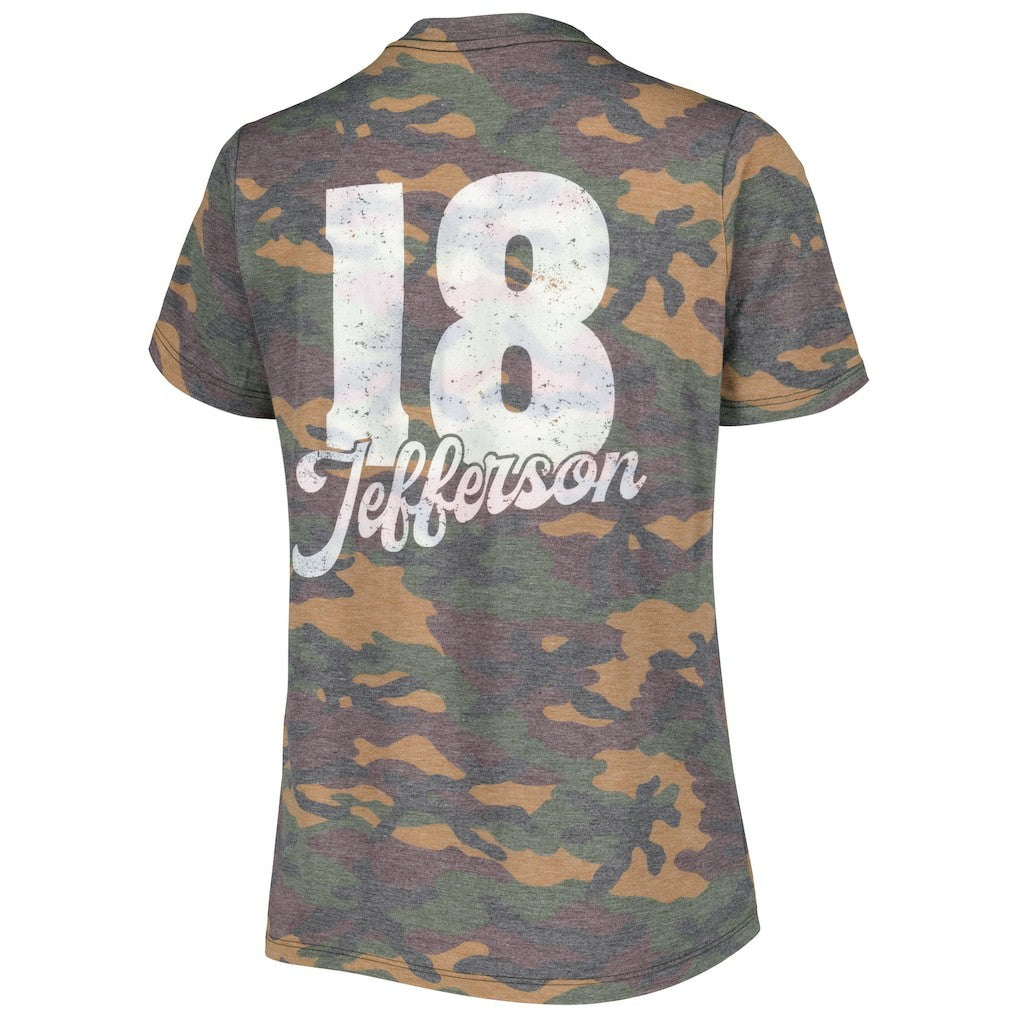 Minnesota Vikings Justin Jefferson  Women's Name & Number Tri-Blend V-Neck T-Shirt | NFL Discount