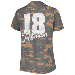 Minnesota Vikings Justin Jefferson  Women's Name & Number Tri-Blend V-Neck T-Shirt | NFL Discount