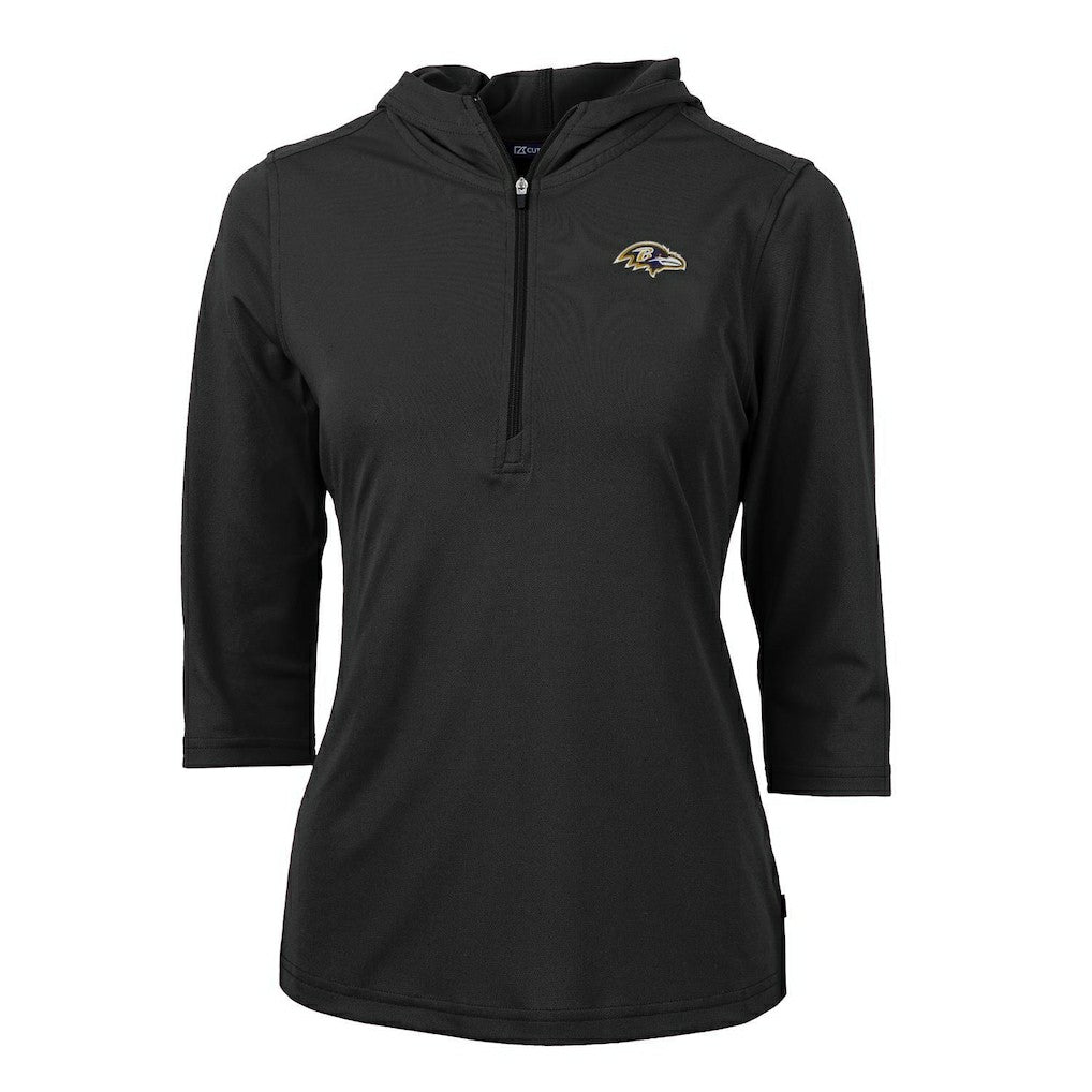 Baltimore Ravens Cutter & Buck Women's Virtue Eco Pique Half-Zip 3/4 Sleeve Pullover Hoodie | NFL Online