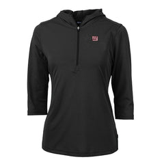 New York Giants Cutter & Buck Women's Virtue Eco Pique Half-Zip 3/4 Sleeve Pullover Hoodie | NFL New