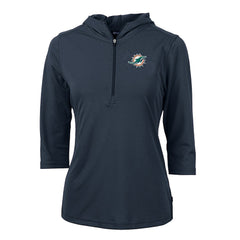 Miami Dolphins Cutter & Buck Women's Virtue Eco Pique Half-Zip 3/4 Sleeve Pullover Hoodie | NFL Sale