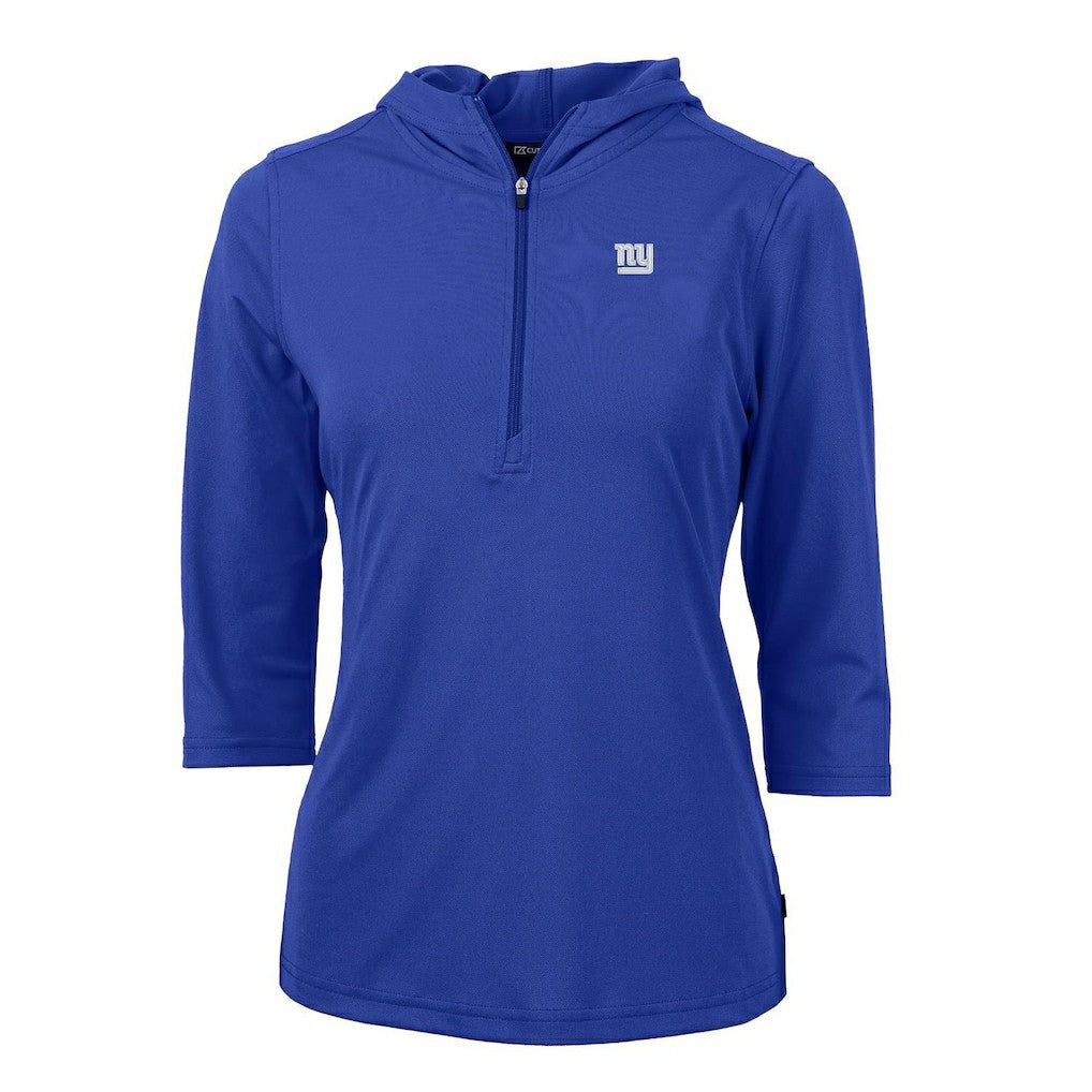 New York Giants Cutter & Buck Women's Virtue Eco Pique Half-Zip 3/4 Sleeve Pullover Hoodie | NFL Hot