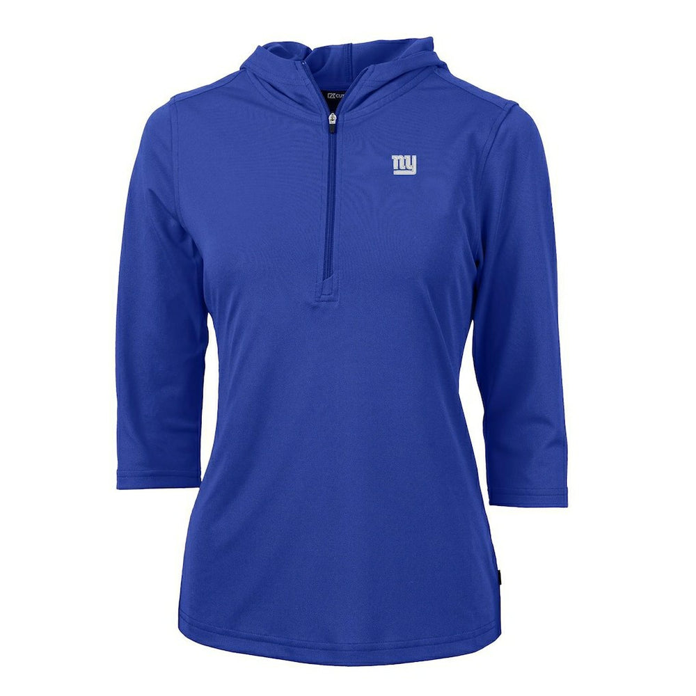 New York Giants Cutter & Buck Women's Virtue Eco Pique Half-Zip 3/4 Sleeve Pullover Hoodie | NFL Hot