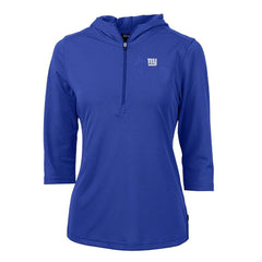 New York Giants Cutter & Buck Women's Virtue Eco Pique Half-Zip 3/4 Sleeve Pullover Hoodie | NFL Hot