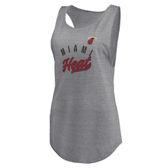 Heathered Gray Miami Heat Women's Quality Time Open Scoop Neck Tri-Blend Tank Top | NBA