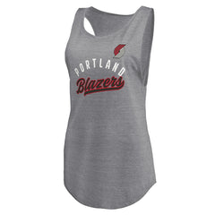 Heathered Gray Portland Trail Blazers Women's Quality Time Open Scoop Neck Tri-Blend Tank Top | NBA