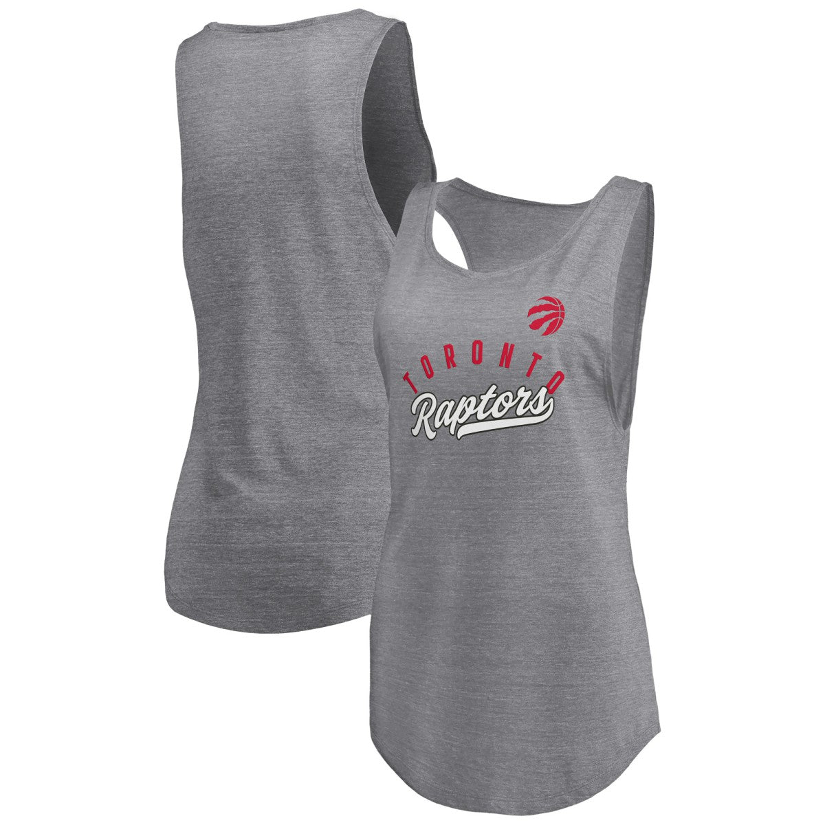 Heathered Gray Toronto Raptors Women's Quality Time Open Scoop Neck Tri-Blend Tank Top | NBA