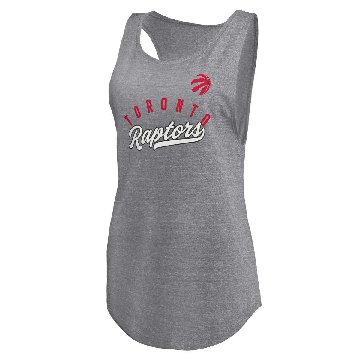 Heathered Gray Toronto Raptors Women's Quality Time Open Scoop Neck Tri-Blend Tank Top | NBA