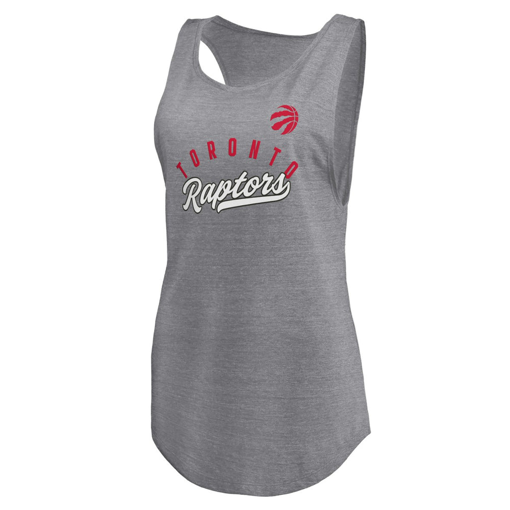 Heathered Gray Toronto Raptors Women's Quality Time Open Scoop Neck Tri-Blend Tank Top | NBA