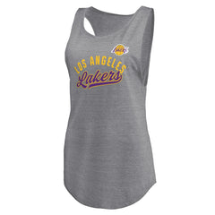 Heathered Gray Los Angeles Lakers Women's Quality Time Open Scoop Neck Tri-Blend Tank Top | NBA