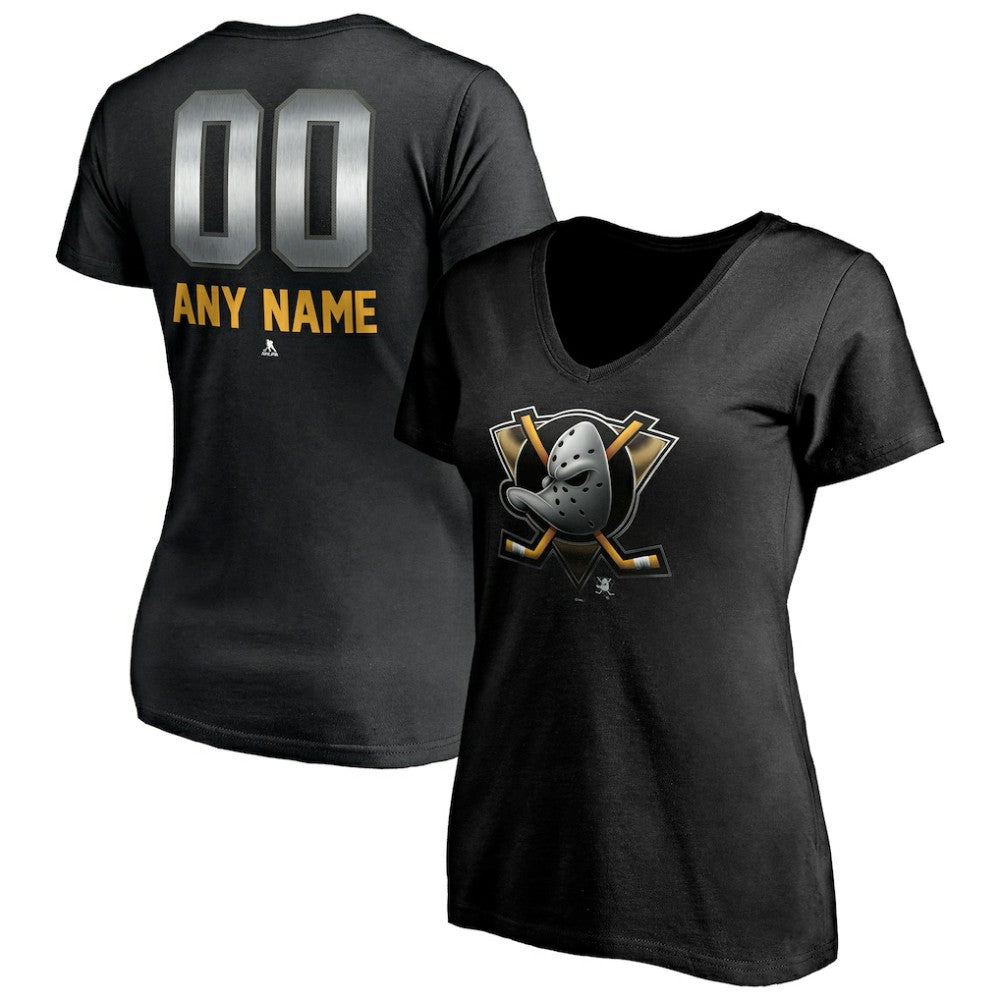 Anaheim Ducks Women's Personalized Midnight Mascot Logo V-Neck T-Shirt -  NHL T-shirts