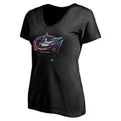 Columbus Blue Jackets Women's Personalized Midnight Mascot Logo V-Neck T-Shirt -  NHL T-shirts