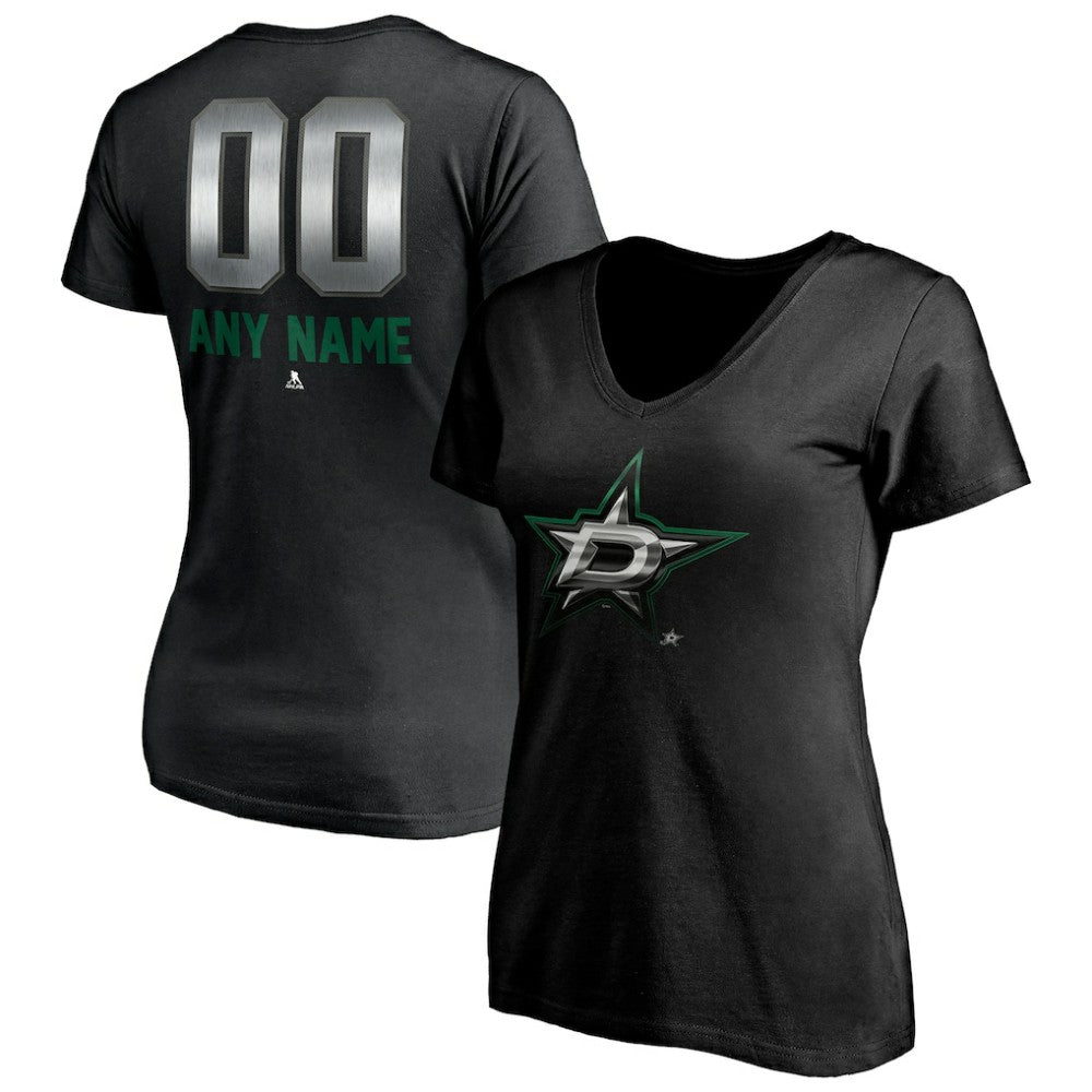 Dallas Stars Women's Personalized Midnight Mascot Logo V-Neck T-Shirt -  NHL T-shirts