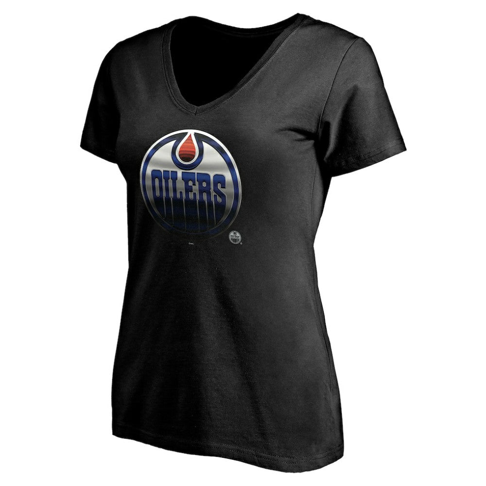 Edmonton Oilers Women's Personalized Midnight Mascot Logo V-Neck T-Shirt -  NHL T-shirts
