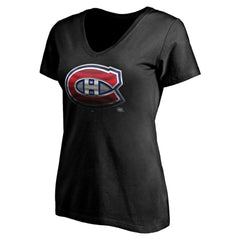 Montreal Canadiens Women's Personalized Midnight Mascot Logo V-Neck T-Shirt -  NHL T-shirts