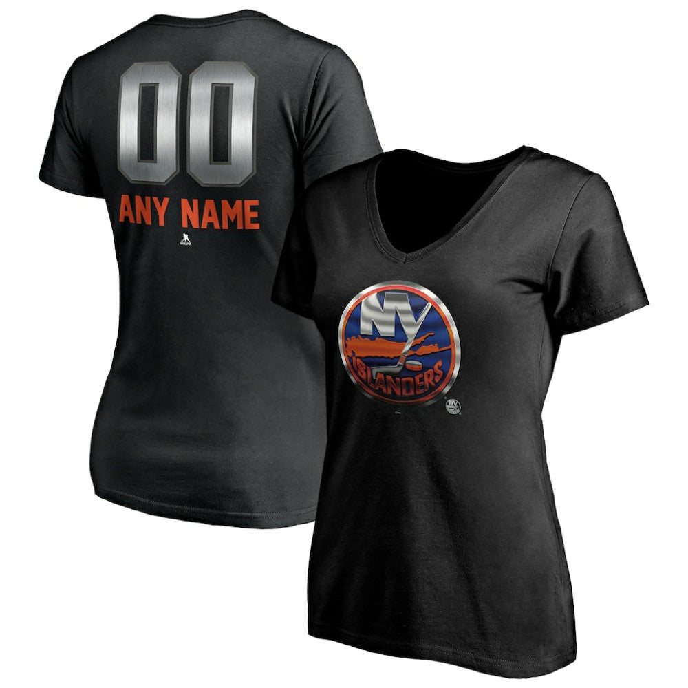New York Islanders Women's Personalized Midnight Mascot Logo V-Neck T-Shirt -  NHL T-shirts