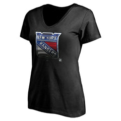 New York Rangers Women's Personalized Midnight Mascot Logo V-Neck T-Shirt -  NHL T-shirts