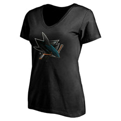 San Jose Sharks Women's Personalized Midnight Mascot Logo V-Neck T-Shirt -  NHL T-shirts