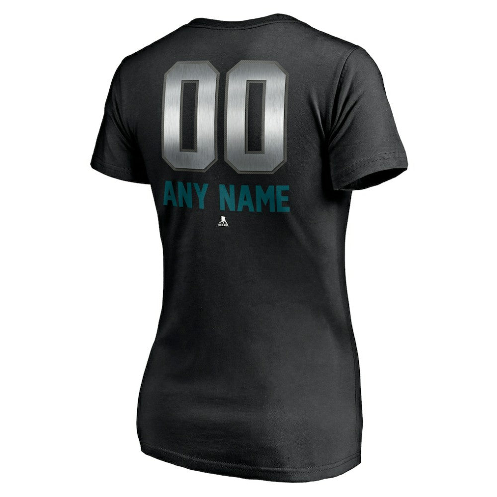 San Jose Sharks Women's Personalized Midnight Mascot Logo V-Neck T-Shirt -  NHL T-shirts