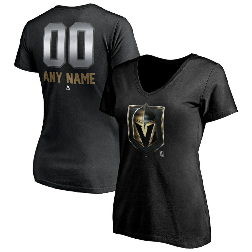 Vegas Golden Knights Women's Personalized Midnight Mascot Logo V-Neck T-Shirt -  NHL T-shirts