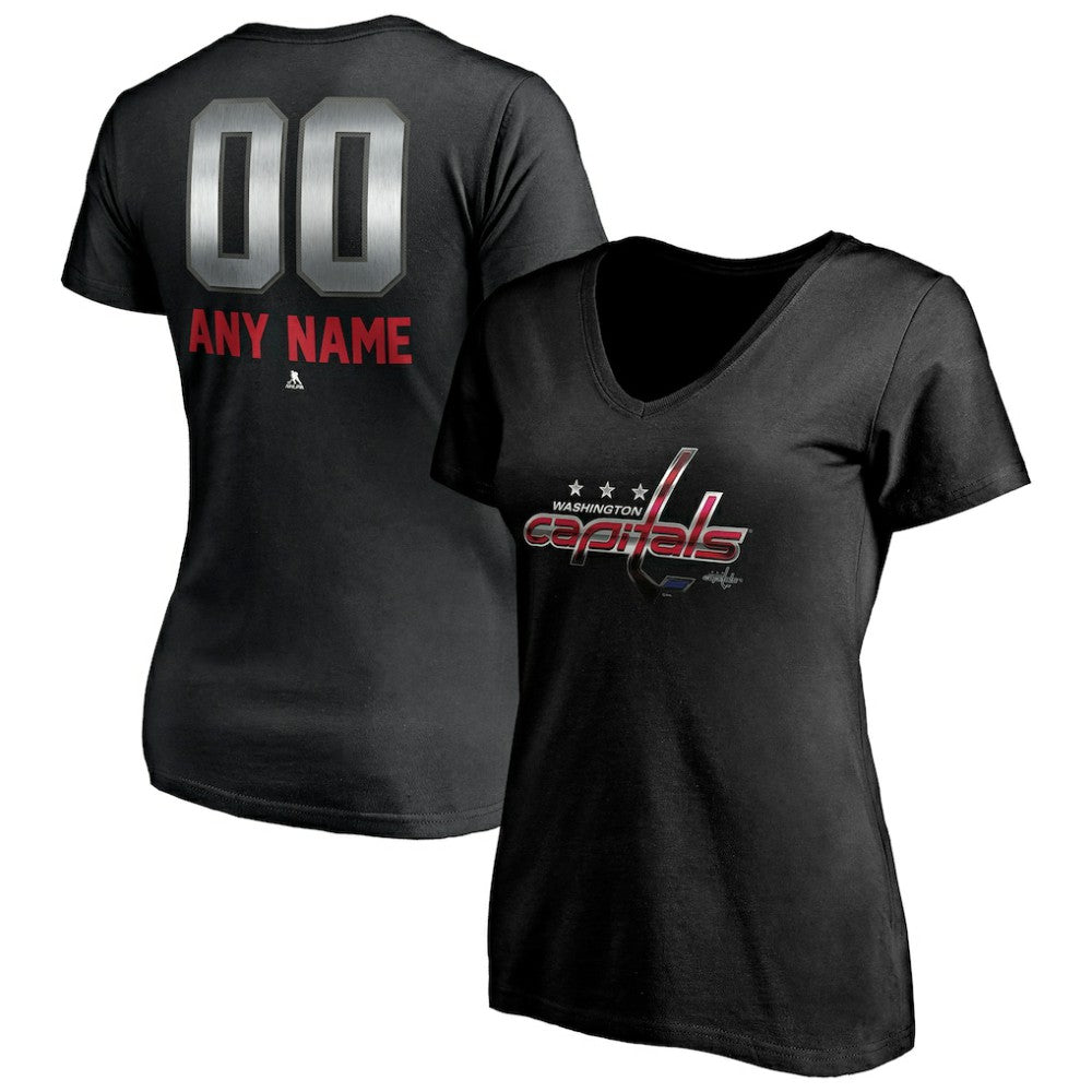 Washington Capitals Women's Personalized Midnight Mascot Logo V-Neck T-Shirt -  NHL T-shirts