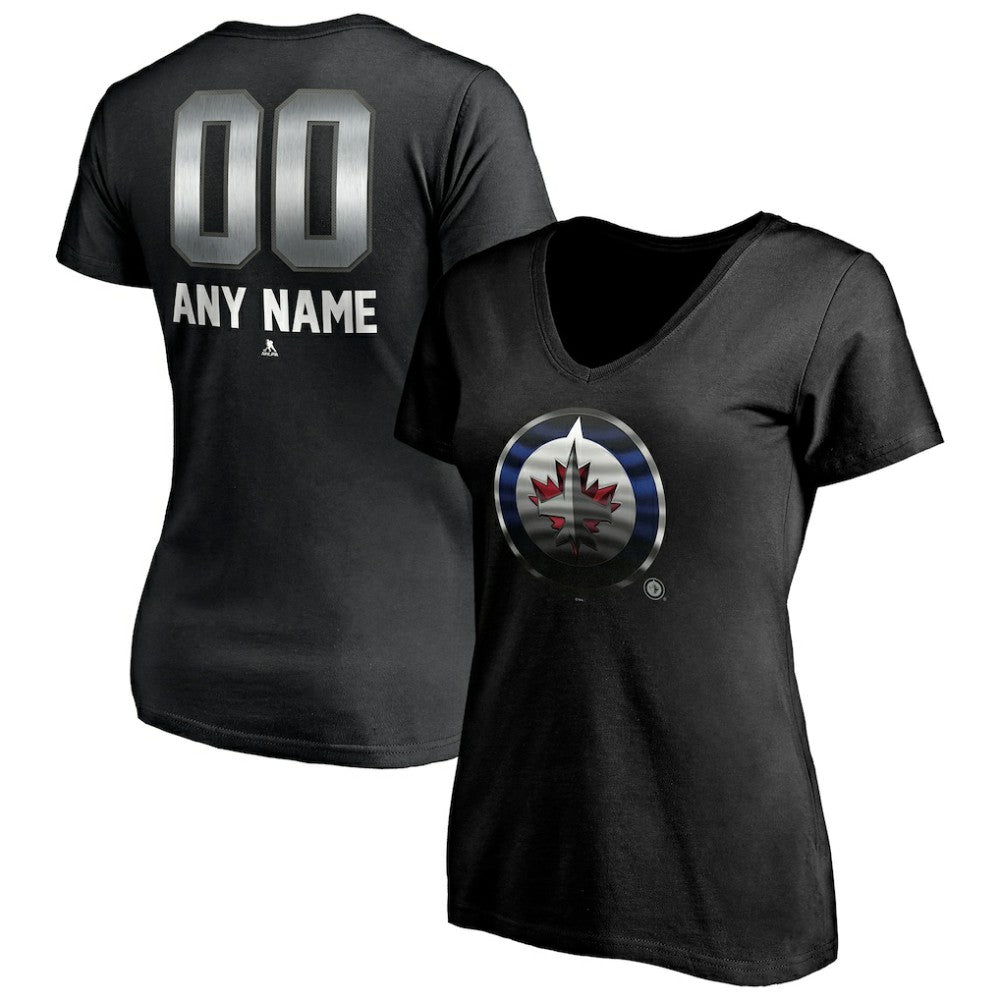 Winnipeg Jets Women's Personalized Midnight Mascot Logo V-Neck T-Shirt -  NHL T-shirts