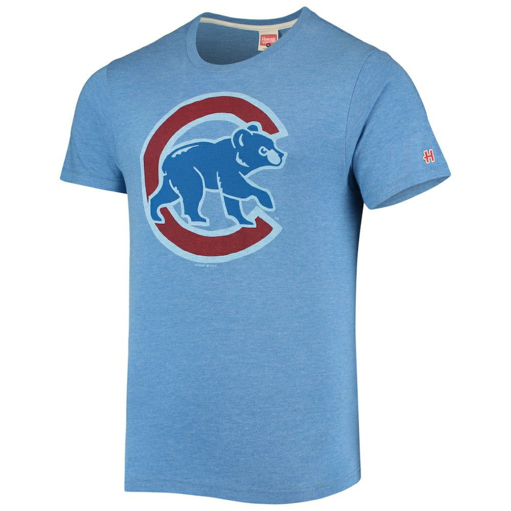 Chicago Cubs Homage Hand-Drawn Logo Tri-Blend T-Shirt - MLB T-shirts