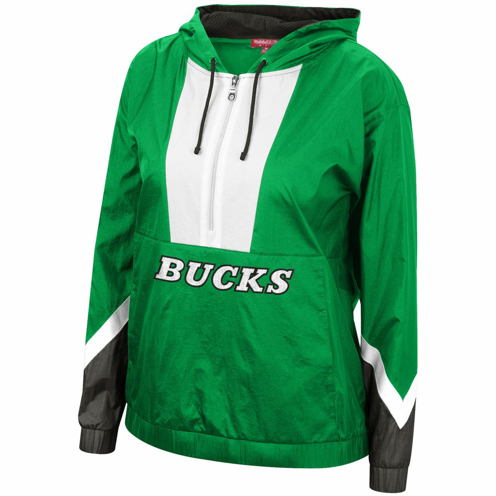 Green Milwaukee Bucks Women's Half-Zip Windbreaker 2.0 Hoodie | NBA