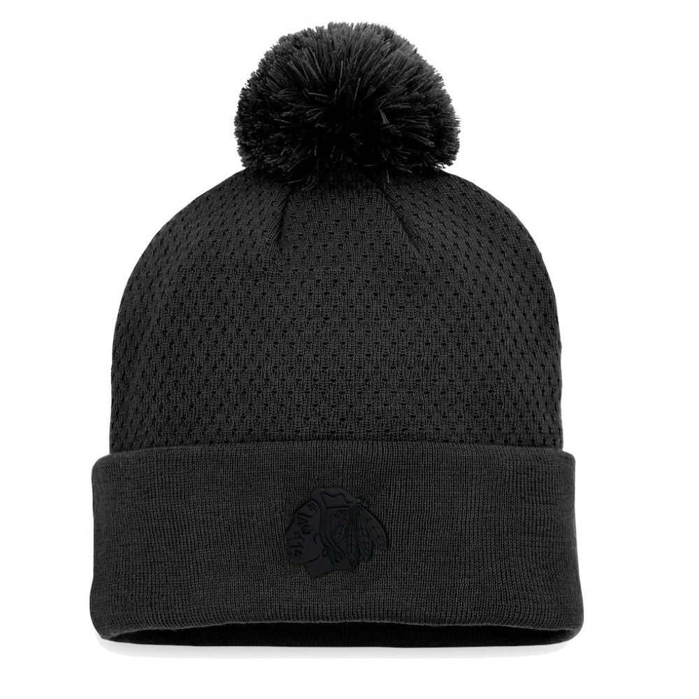 Chicago Blackhawks Fanatics Women's Authentic Pro Road Cuffed Knit Hat with Pom -  NHL Hats