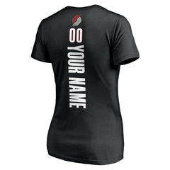 Black Portland Trail Blazers Women's Personalized Playmaker Team V-Neck T-Shirt | NBA