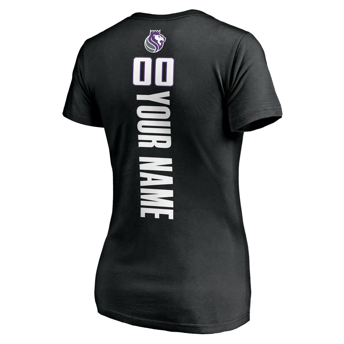 Black Sacramento Kings Women's Personalized Playmaker Team V-Neck T-Shirt | NBA