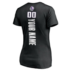 Black Sacramento Kings Women's Personalized Playmaker Team V-Neck T-Shirt | NBA