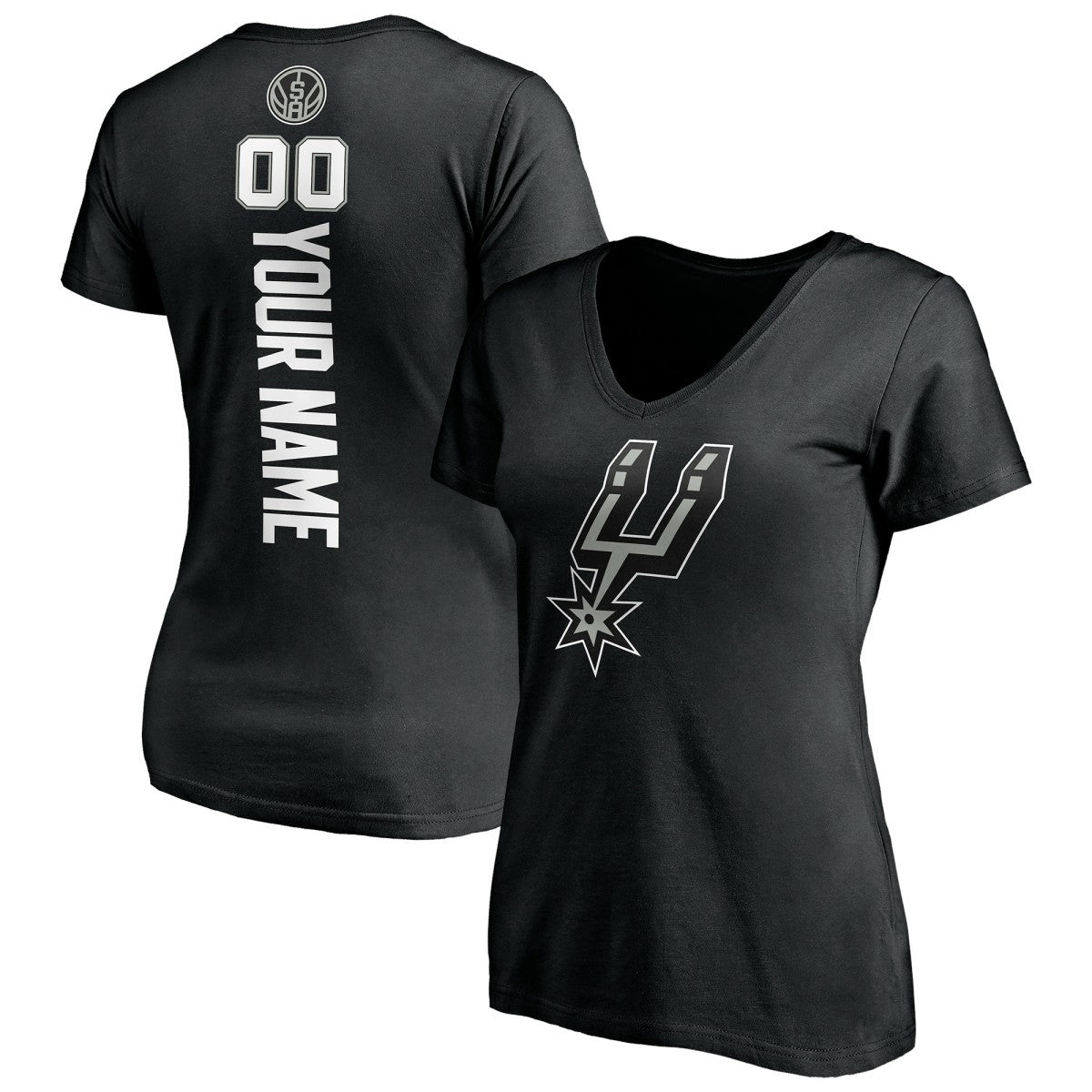 Black San Antonio Spurs Women's Personalized Playmaker Team V-Neck T-Shirt | NBA
