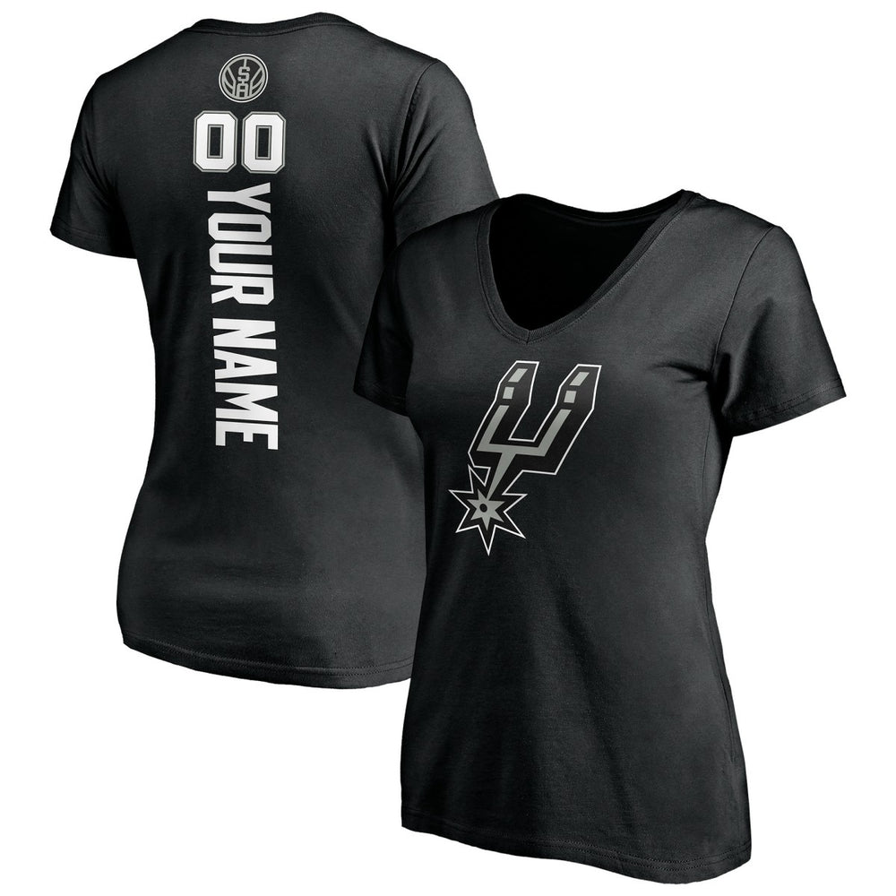 Black San Antonio Spurs Women's Personalized Playmaker Team V-Neck T-Shirt | NBA