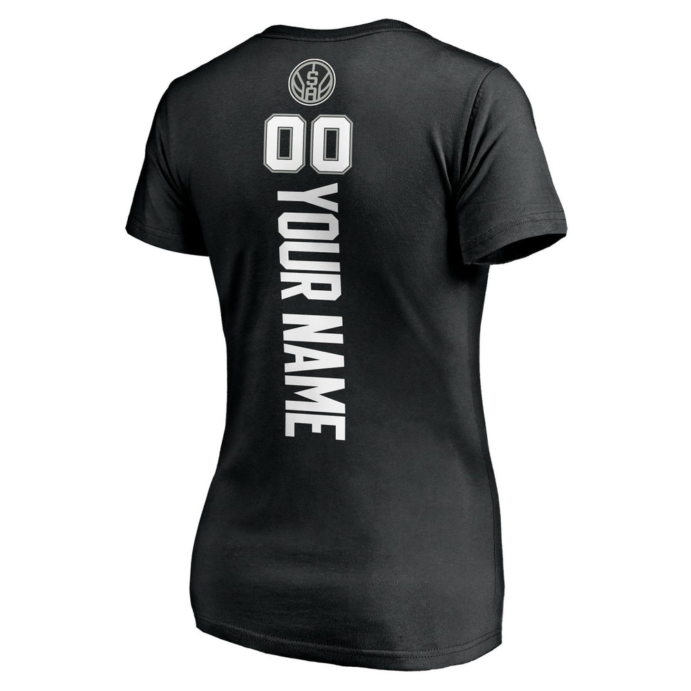 Black San Antonio Spurs Women's Personalized Playmaker Team V-Neck T-Shirt | NBA