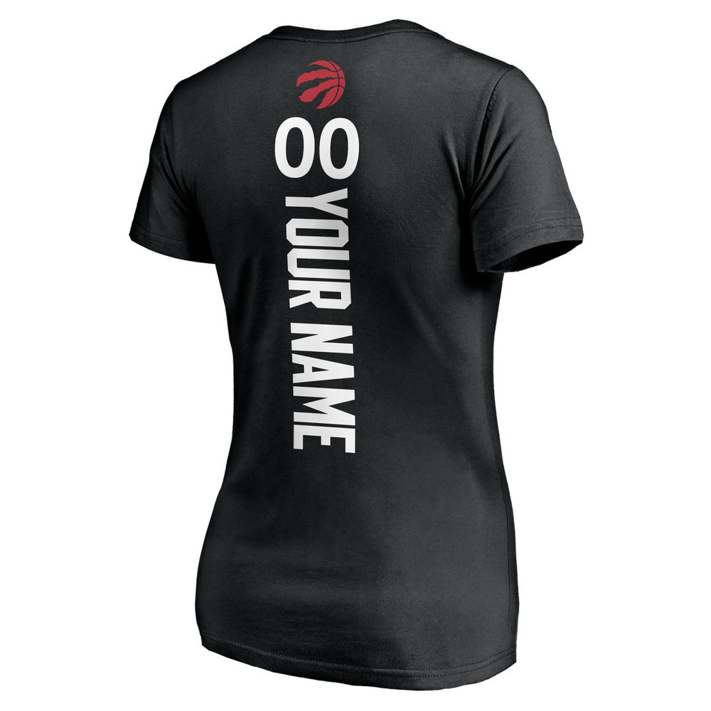 Black Toronto Raptors Women's Personalized Playmaker Team V-Neck T-Shirt | NBA