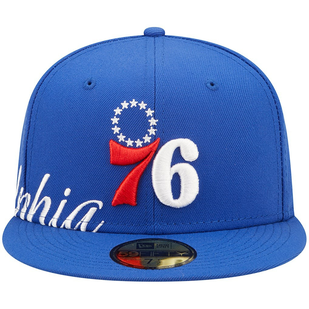 Royal Philadelphia 76ers Side Split 59FIFTY Fitted Hat | NBA